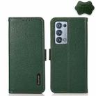 For OPPO Reno6 Pro+ 5G KHAZNEH Side-Magnetic Litchi Genuine Leather RFID Case(Green) - 1