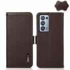 For OPPO Reno6 Pro+ 5G KHAZNEH Side-Magnetic Litchi Genuine Leather RFID Case(Brown) - 1