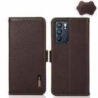 For OPPO Reno6 5G KHAZNEH Side-Magnetic Litchi Genuine Leather RFID Case(Brown) - 1