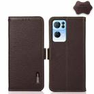 For OPPO Reno7 Pro 5G KHAZNEH Side-Magnetic Litchi Genuine Leather RFID Case(Brown) - 1