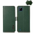 For OPPO Realme C20 KHAZNEH Side-Magnetic Litchi Genuine Leather RFID Case(Green) - 1