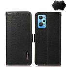 For OPPO Realme GT Neo2 KHAZNEH Side-Magnetic Litchi Genuine Leather RFID Case(Black) - 1