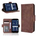 For Fujitsu Arrows F-52B JP Skin Feel Calf Pattern Leather Phone Case(Brown) - 1