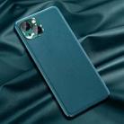 For iPhone 13 mini Plain Skin Leather Case (Cyan) - 1