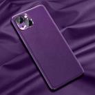 For iPhone 13 mini Plain Skin Leather Case (Purple) - 1