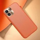 For iPhone 12 mini Plain Skin Leather Case (Orange) - 1