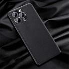 For iPhone 12 Pro Plain Skin Leather Case(Black) - 1