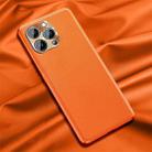 For iPhone 12 Pro Max Plain Skin Leather Case(Orange) - 1