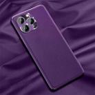 For iPhone 12 Pro Max Plain Skin Leather Case(Purple) - 1