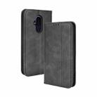 For Fujitsu Arrows F-52B JP Magnetic Buckle Retro Texture Leather Case(Black) - 1