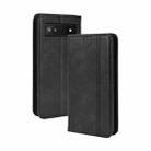 For Google Pixel 6a Magnetic Buckle Retro Texture Leather Case(Black) - 1