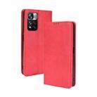 For Xiaomi Redmi Note 11 Pro / 11 Pro+ Magnetic Buckle Retro Texture Leather Case(Red) - 1