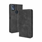 For Kyocera KY-51B Magnetic Buckle Retro Texture Leather Case(Black) - 1