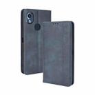 For Kyocera KY-51B Magnetic Buckle Retro Texture Leather Case(Blue) - 1