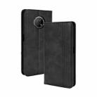 For Nokia G300 Magnetic Buckle Retro Texture Leather Case(Black) - 1