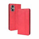 For OnePlus Nord N20 5G Magnetic Buckle Retro Texture Leather Case(Red) - 1