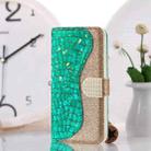 For Samsung Galaxy A33 5G Laser Glitter Powder Matching Crocodile Texture Leather Case(Green) - 1