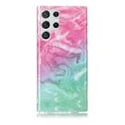 For Samsung Galaxy S22 Ultra 5G Marble Pattern Soft TPU Phone Case(Pink Green) - 1