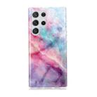 For Samsung Galaxy S22 Ultra 5G Marble Pattern Soft TPU Phone Case(Pink Green) - 1