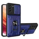 For Samsung Galaxy S21 5G Sliding Camshield Card Phone Case(Blue) - 1