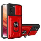 For Samsung Galaxy S21+ 5G Sliding Camshield Card Phone Case(Red) - 1