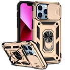 For iPhone 13 Pro Sliding Camshield Holder Phone Case (Gold) - 1