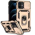 For iPhone 12 / 12 Pro Sliding Camshield Holder Phone Case(Gold) - 1