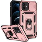 For iPhone 12 / 12 Pro Sliding Camshield Holder Phone Case(Rose Gold) - 1