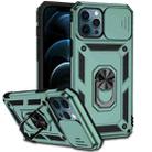 For iPhone 12 Pro Max Sliding Camshield Holder Phone Case(Dark Green) - 1