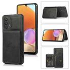 For Samsung Galaxy A32 4G Calf Texture Magnetic Card Bag PU Phone Case(Black) - 1