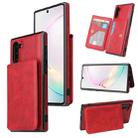 For Samsung Galaxy Note10 Calf Texture Magnetic Card Bag PU Phone Case(Red) - 1