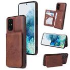For Samsung Galaxy Note20 Calf Texture Magnetic Card Bag PU Phone Case(Coffee) - 1