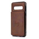 For Samsung Galaxy S10 Calf Texture Magnetic Card Bag PU Phone Case(Coffee) - 1