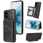 For Samsung Galaxy S20 Calf Texture Magnetic Card Bag PU Phone Case(Black) - 1