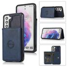 For Samsung Galaxy S21 5G Calf Texture Magnetic Card Bag PU Phone Case(Blue) - 1