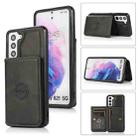 For Samsung Galaxy S21 5G Calf Texture Magnetic Card Bag PU Phone Case(Black) - 1