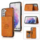 For Samsung Galaxy S21+ 5G Calf Texture Magnetic Card Bag PU Phone Case(Brown) - 1