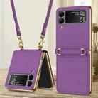 For Samsung Galaxy Z Flip3 5G GKK Plating + Leather Phone Case with Strap(Purple) - 1