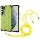 For Samsung Galaxy S22 5G Lanyard Honeycomb PC + TPU Case(Green) - 1