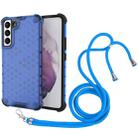 For Samsung Galaxy S22+ 5G Lanyard Honeycomb PC + TPU Case(Blue) - 1