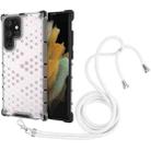 For Samsung Galaxy S22 Ultra 5G Lanyard Honeycomb PC + TPU Case(White) - 1
