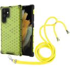 For Samsung Galaxy S22 Ultra 5G Lanyard Honeycomb PC + TPU Case(Green) - 1