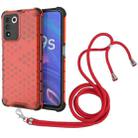 For OPPO K9S 5G Lanyard Honeycomb PC + TPU Case(Red) - 1