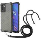 For OPPO K9S 5G Lanyard Honeycomb PC + TPU Case(Black) - 1