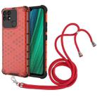 For OPPO Realme Narzo 50A Lanyard Honeycomb PC + TPU Case(Red) - 1