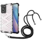 For OPPO Reno7 5G Lanyard Honeycomb PC + TPU Case(White) - 1