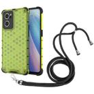 For OPPO Reno7 5G Lanyard Honeycomb PC + TPU Case(Green) - 1