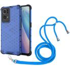 For OPPO Reno7 Pro 5G Lanyard Honeycomb PC + TPU Case(Blue) - 1