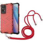 For OPPO Reno7 Pro 5G Lanyard Honeycomb PC + TPU Case(Red) - 1