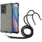 For OPPO Reno7 Pro 5G Lanyard Honeycomb PC + TPU Case(Black) - 1